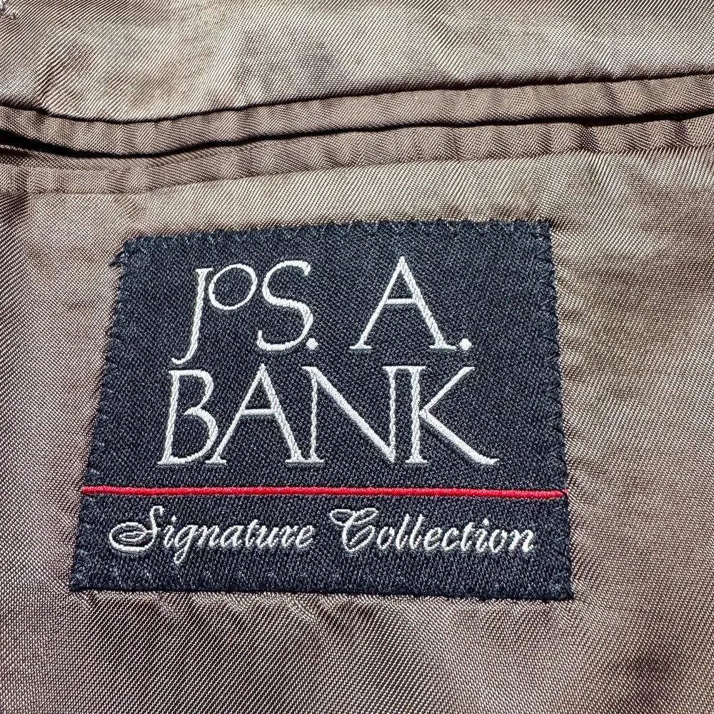 Jos A Bank Signature Blazer Mens‎ 44L Brown Plaid 100% Wool Sport Coat Jacket